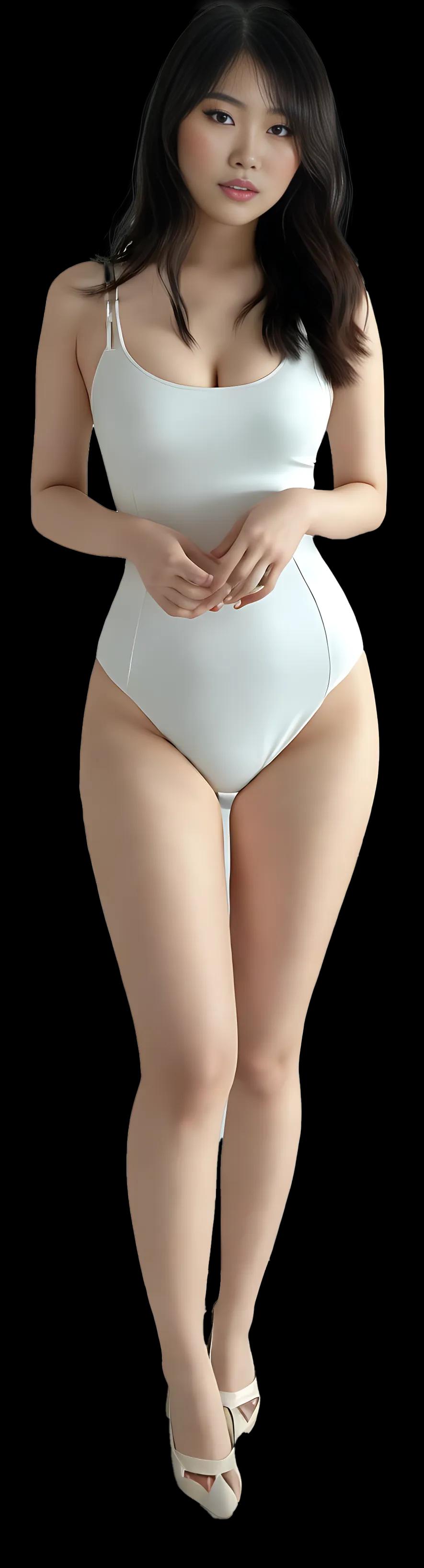 Transparent full-body photo of model