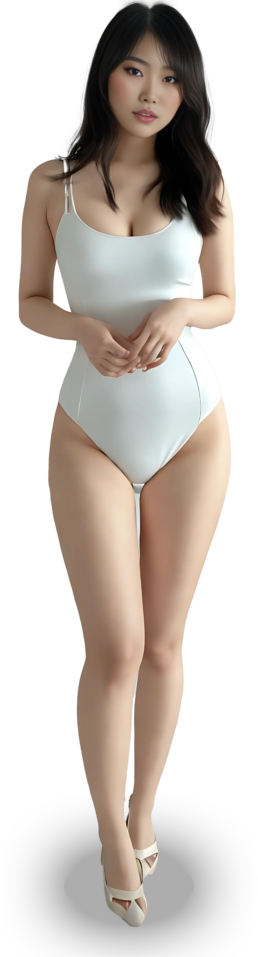 Transparent full-body photo of model